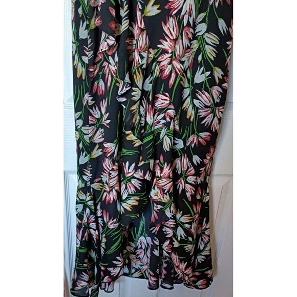 Likely Tulip Rae Wrap Dress Size 6 Ruffled Floral Asymmetric Maxi Lined Party - Picture 5 of 10